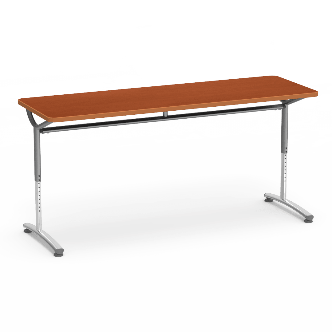 Virco TEXT Series Adjustable Height Training Table featuring Vertical Range and High - Performance Laminate Worksurface with Heavy - Gauge Steel Frame 72"W x 24"D x 26 - 34"H (TABLE - TE24728YADJ) - SchoolOutlet