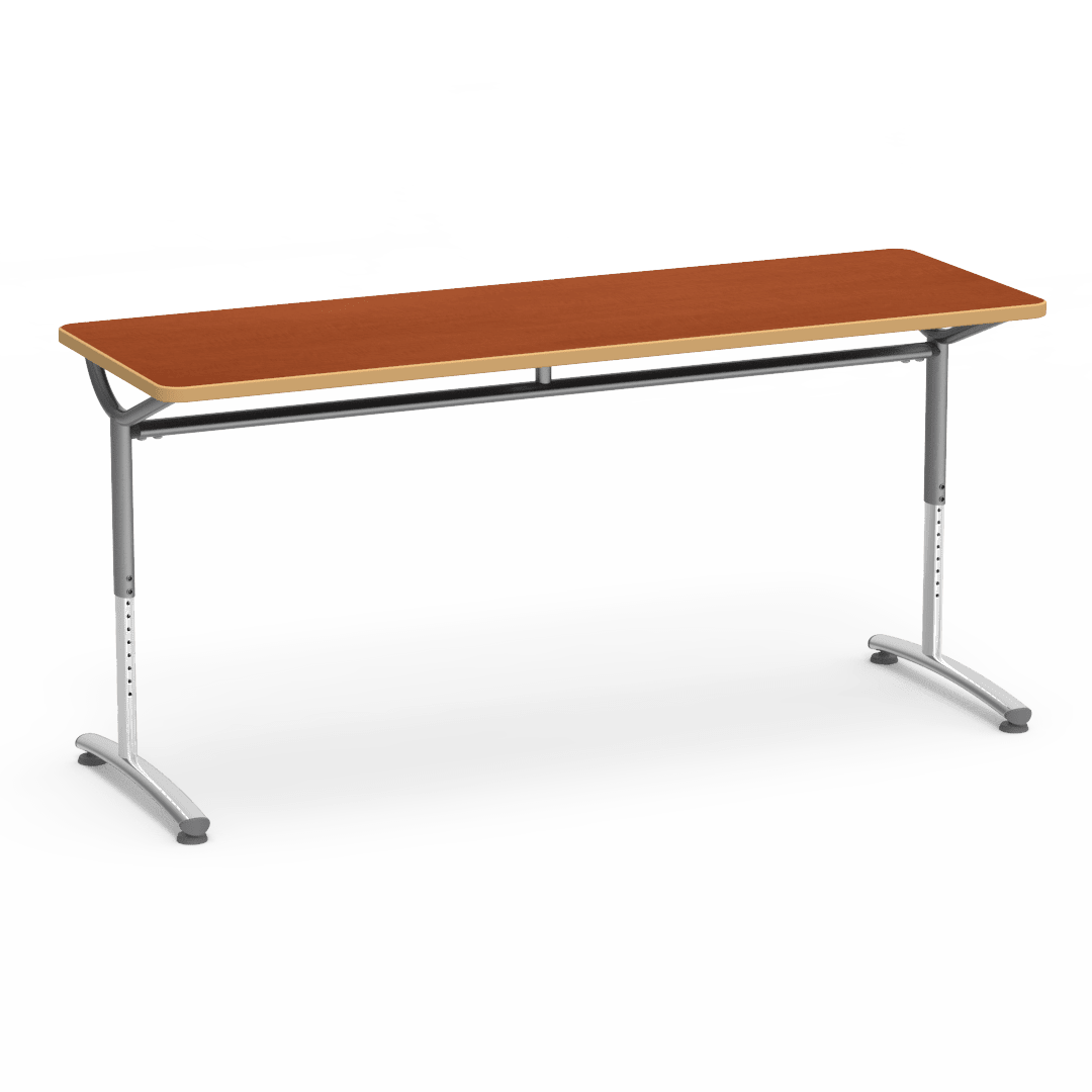 Virco TEXT Series Adjustable Height Training Table featuring Vertical Range and High - Performance Laminate Worksurface with Heavy - Gauge Steel Frame 72"W x 24"D x 26 - 34"H (TABLE - TE24728YADJ) - SchoolOutlet