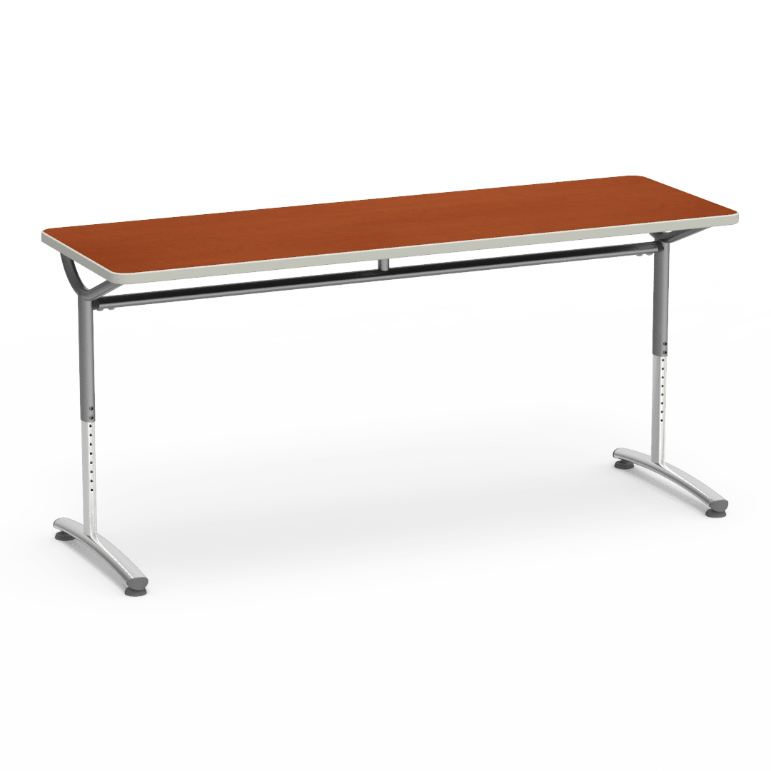 Virco TEXT Series Adjustable Height Training Table featuring Vertical Range and High - Performance Laminate Worksurface with Heavy - Gauge Steel Frame 72"W x 24"D x 26 - 34"H (TABLE - TE24728YADJ) - SchoolOutlet