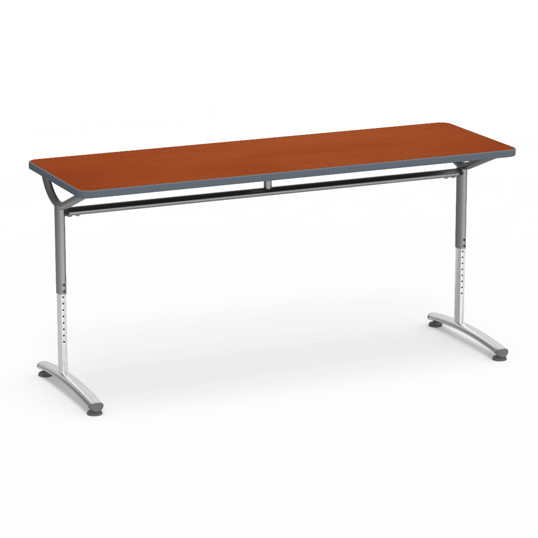 Virco TEXT Series Adjustable Height Training Table featuring Vertical Range and High - Performance Laminate Worksurface with Heavy - Gauge Steel Frame 72"W x 24"D x 26 - 34"H (TABLE - TE24728YADJ) - SchoolOutlet