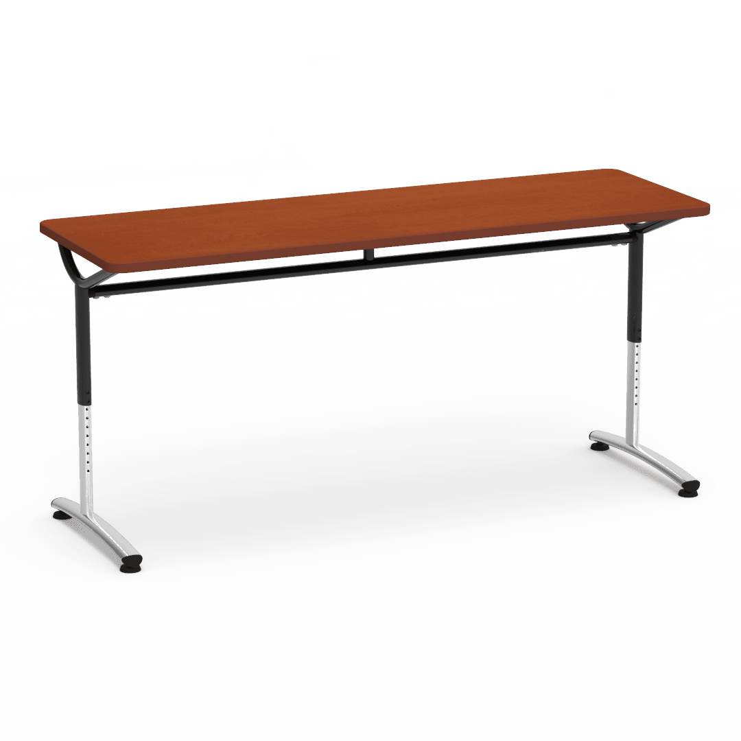 Virco TEXT Series Adjustable Height Training Table featuring Vertical Range and High - Performance Laminate Worksurface with Heavy - Gauge Steel Frame 72"W x 24"D x 26 - 34"H (TABLE - TE24728YADJ) - SchoolOutlet