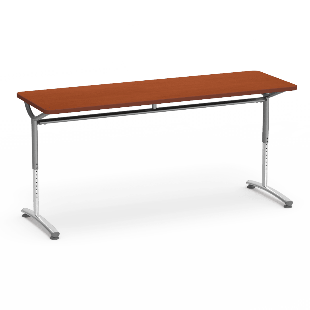 Virco TEXT Series Adjustable Height Training Table featuring Vertical Range and High - Performance Laminate Worksurface with Heavy - Gauge Steel Frame 72"W x 24"D x 26 - 34"H (TABLE - TE24728YADJ) - SchoolOutlet