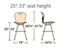 Virco Zuma Multi Purpose Adjustable Height Swivel Stool 25" - 33"H (ZU2533LSSG) - SchoolOutlet