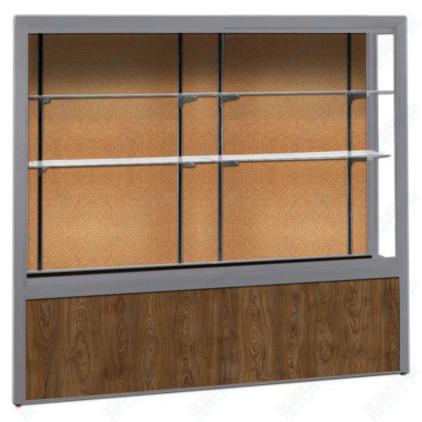 Waddell Challenger 1000 Floor Case w/ Cork Back & Wood - Grained Vinyl Base - 48"W x 66"H x 16"D(Waddell WAD - 10404CK) - SchoolOutlet