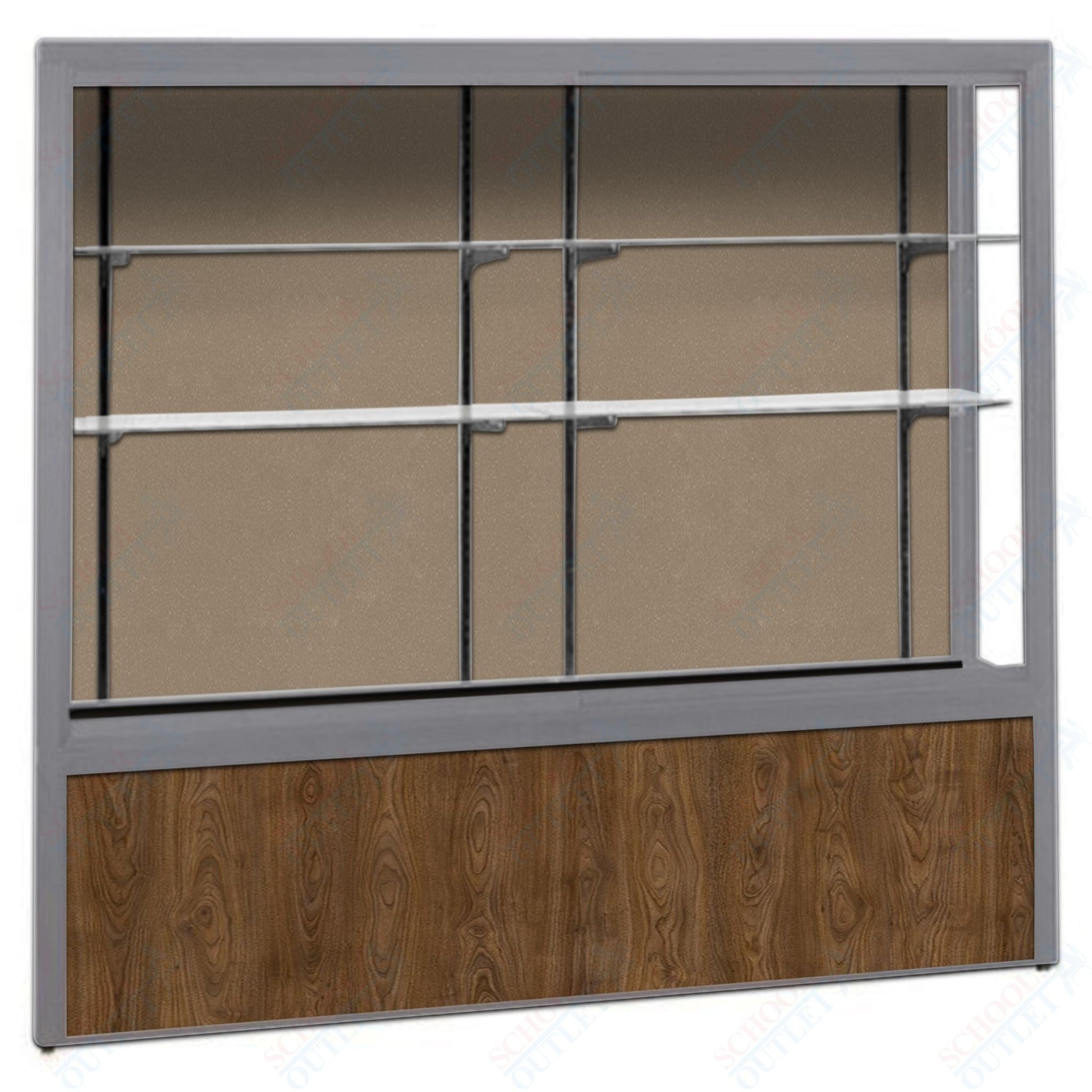 Waddell Challenger 1000 Floor Case w/ Plaque Back & Wood - Grained Vinyl Base - 60"W x 66"H x 16"D(Waddell WAD - 10405PB) - SchoolOutlet