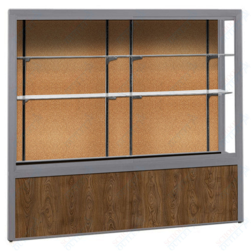 Waddell Challenger 1000 Floor Case w/ Cork Back & Wood - Grained Vinyl Base - 72"W x 66"H x 16"D(Waddell WAD - 10406CK) - SchoolOutlet