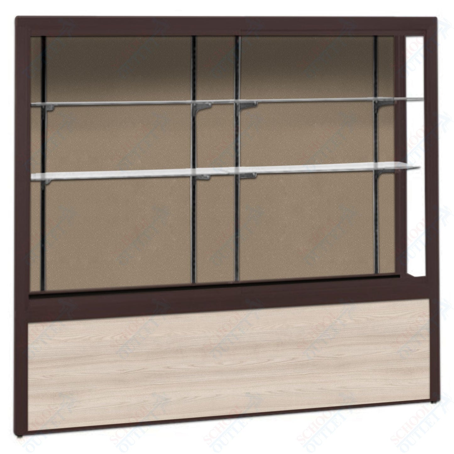 Waddell Challenger 1000 Floor Case w/ Plaque Back & Wood - Grained Vinyl Base - 144"W x 66"H x 16"D(Waddell WAD - 10412PB) - SchoolOutlet