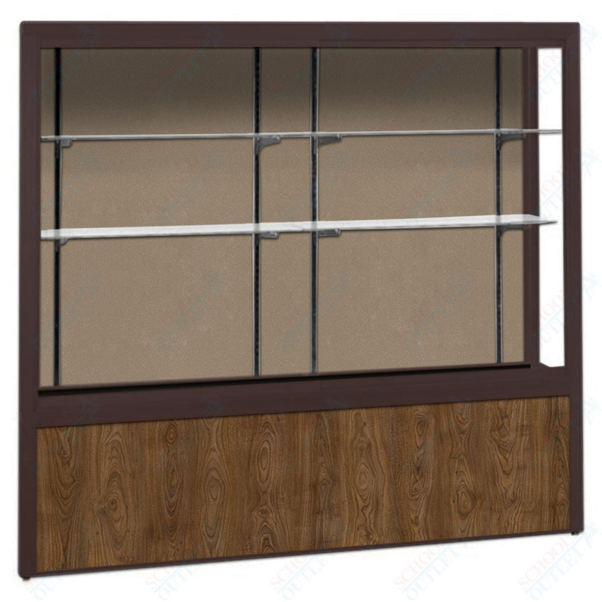 Waddell Challenger 1000 Floor Case w/ Plaque Back & Wood - Grained Vinyl Base - 144"W x 66"H x 16"D(Waddell WAD - 10412PB) - SchoolOutlet