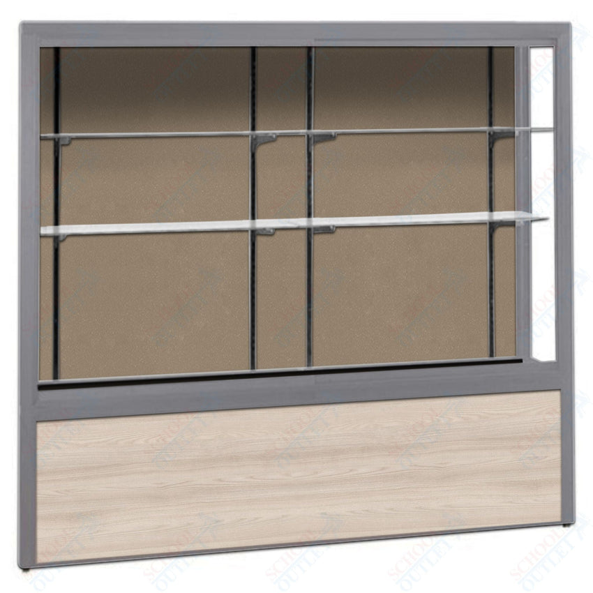 Waddell Challenger 1000 Floor Case w/ Plaque Back & Wood - Grained Vinyl Base - 144"W x 66"H x 16"D(Waddell WAD - 10412PB) - SchoolOutlet