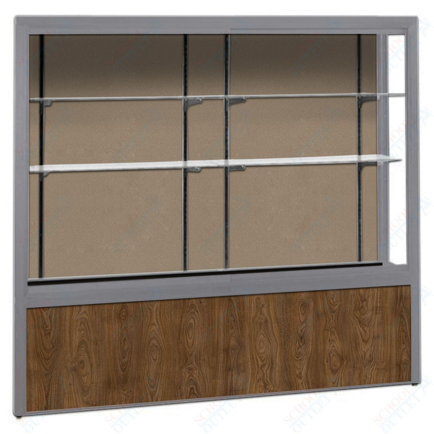 Waddell Challenger 1000 Floor Case w/ Plaque Back & Wood - Grained Vinyl Base - 144"W x 66"H x 16"D(Waddell WAD - 10412PB) - SchoolOutlet