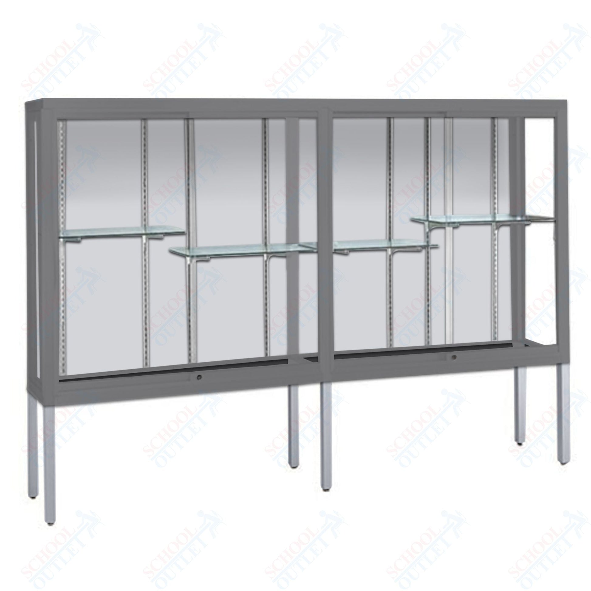 Waddell Challenger 1100 Floor Case w/ Aluminum Legs & White Back - 60"W x 66"H x 16"D(Waddell WAD - 11405 - WB) - SchoolOutlet