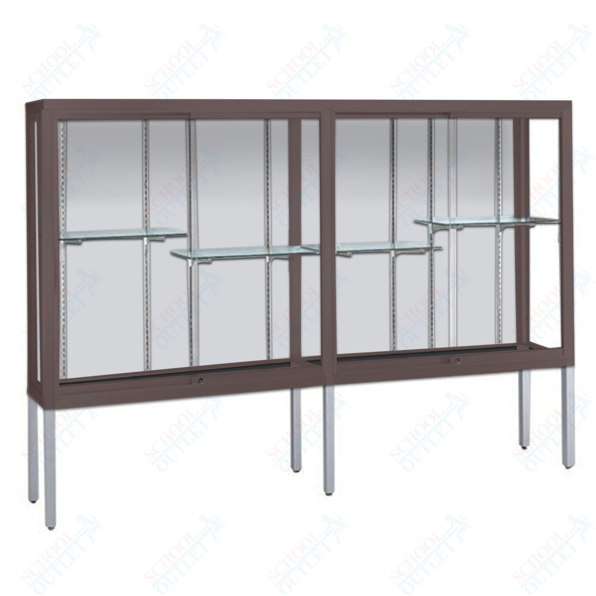 Waddell Challenger 1100 Floor Case w/ Aluminum Legs & White Back - 72"W x 66"H x 16"D(Waddell WAD - 11406 - WB) - SchoolOutlet