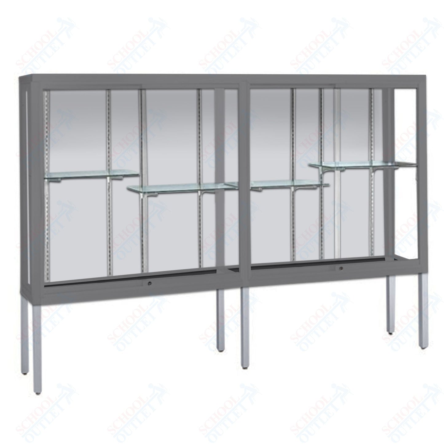 Waddell Challenger 1100 Floor Case w/ Aluminum Legs & White Back - 96"W x 66"H x 16"D(Waddell WAD - 11408 - WB) - SchoolOutlet