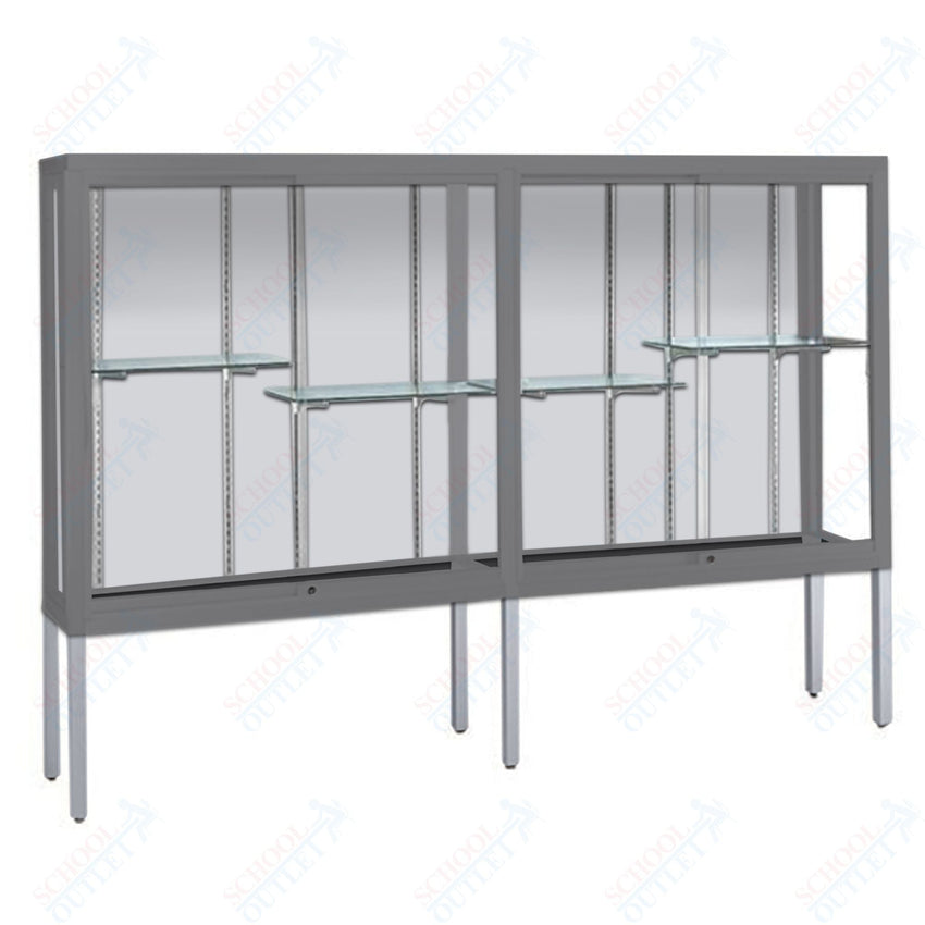 Waddell Challenger 1100 Floor Case w/ Aluminum Legs & White Back - 96"W x 66"H x 16"D(Waddell WAD - 11408 - WB) - SchoolOutlet