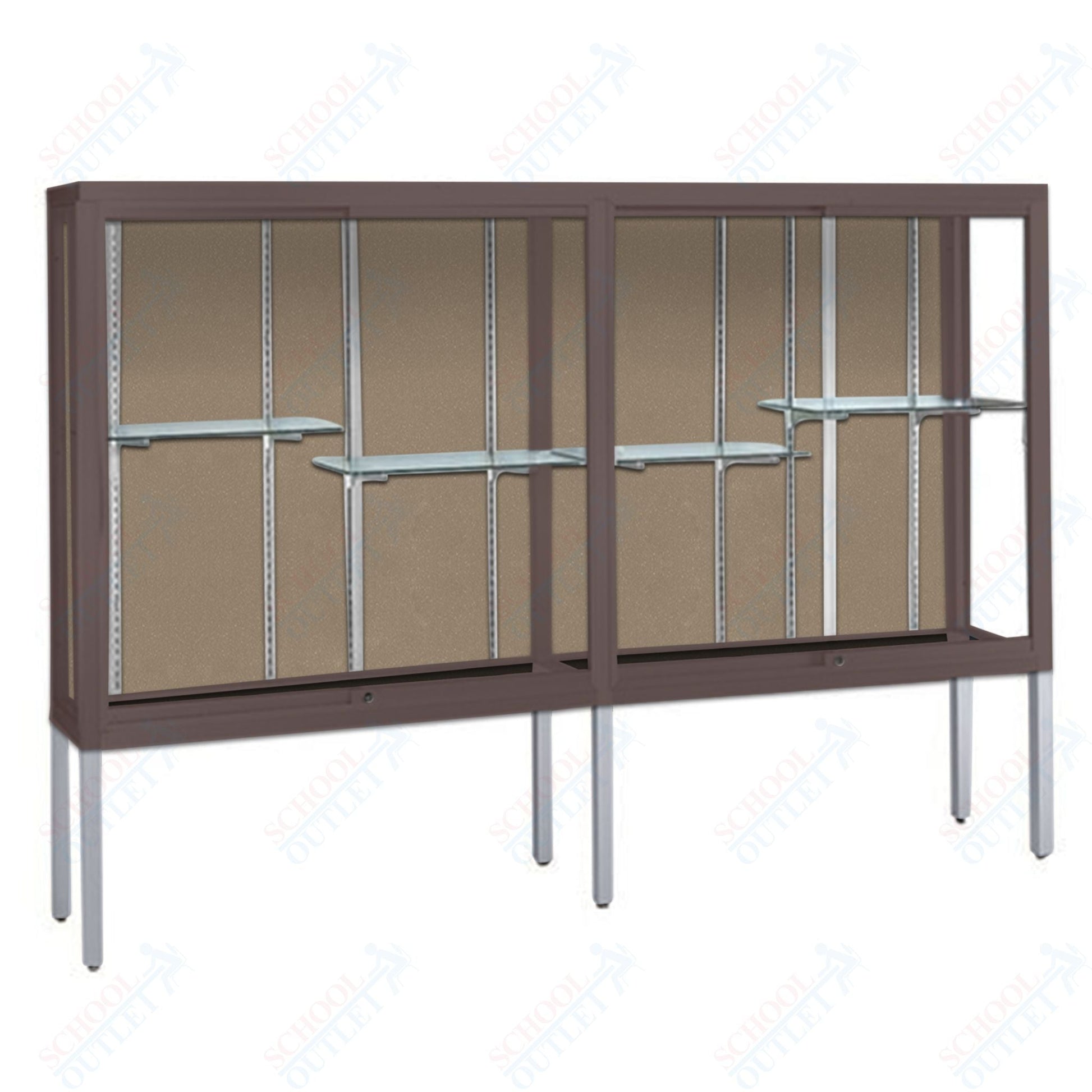 Waddell Challenger 1100 Floor Case w/ Aluminum Legs & Plaque Back - 120"W x 66"H x 16"D(Waddell WAD - 11410 - PB) - SchoolOutlet