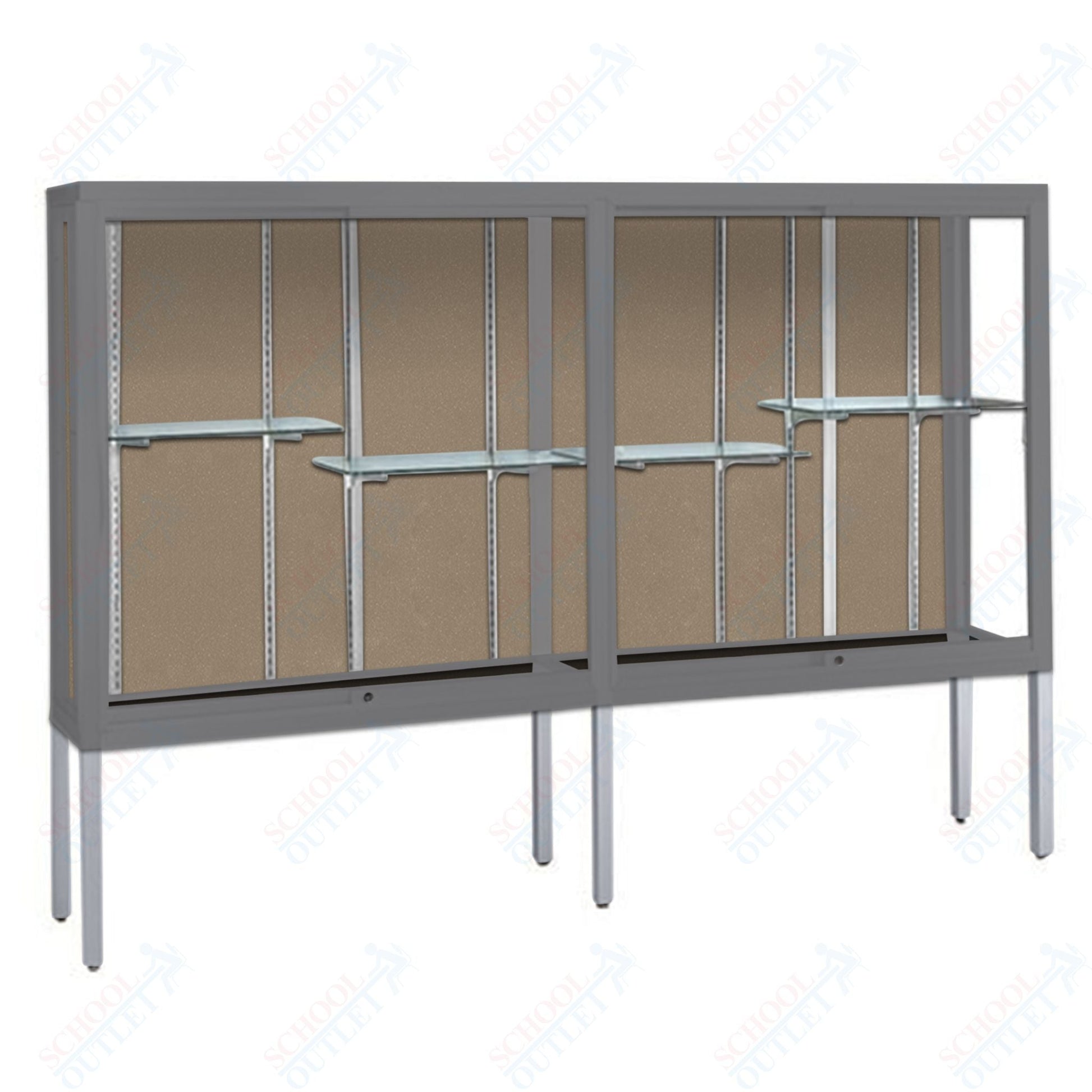 Waddell Challenger 1100 Floor Case w/ Aluminum Legs & Plaque Back - 120"W x 66"H x 16"D(Waddell WAD - 11410 - PB) - SchoolOutlet