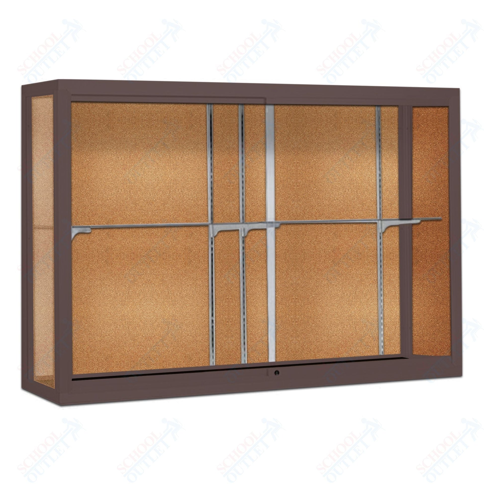 Waddell Champion 1200 Wall Case w/ Cork Back & Anodized Aluminum Frame - 60"W x 48"H x 16"D(Waddell WAD - 12405 - CK) - SchoolOutlet