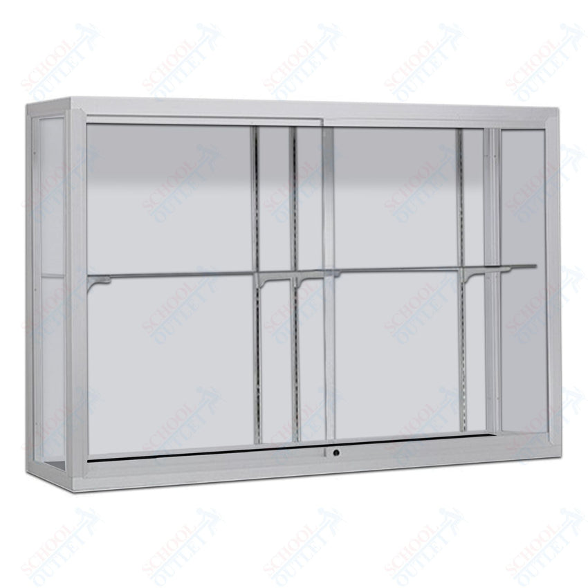 Waddell Champion 1200 Wall Case w/ White Back & Anodized Aluminum Frame - 60"W x 48"H x 16"D(Waddell WAD - 12405 - WB) - SchoolOutlet