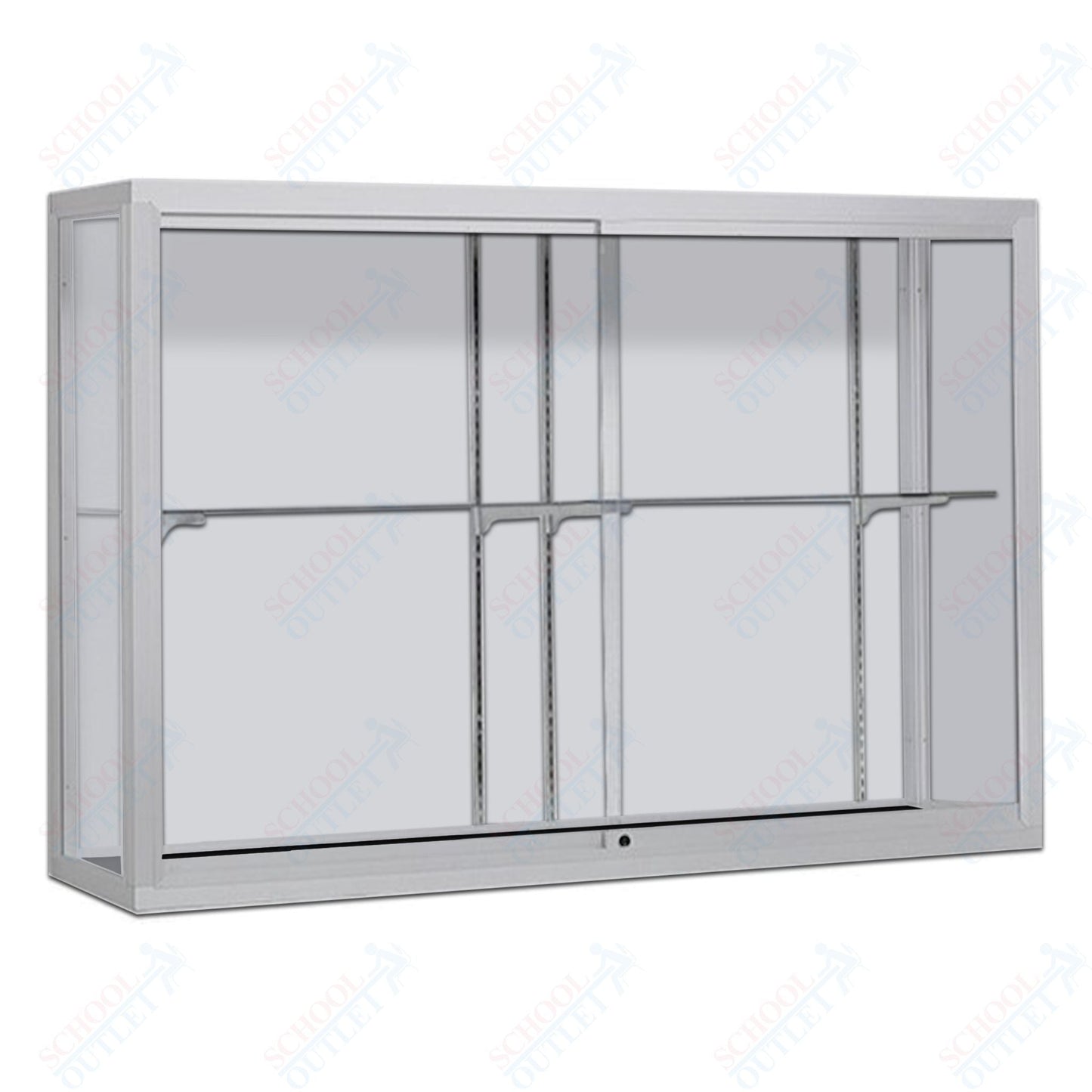 Waddell Champion 1200 Wall Case w/ White Back & Anodized Aluminum Frame - 72"W x 48"H x 16"D(Waddell WAD - 12406 - WB) - SchoolOutlet