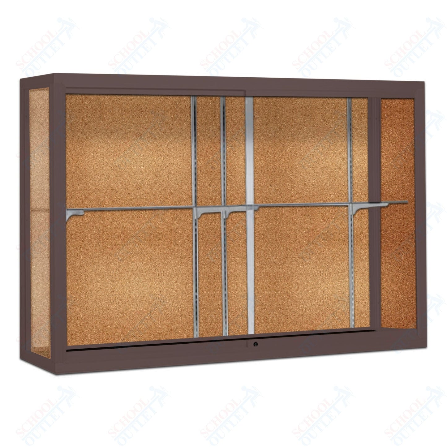 Waddell Champion 1200 Wall Case w/ Cork Back & Anodized Aluminum Frame - 120"W x 48"H x 16"D(Waddell WAD - 12410 - CK) - SchoolOutlet