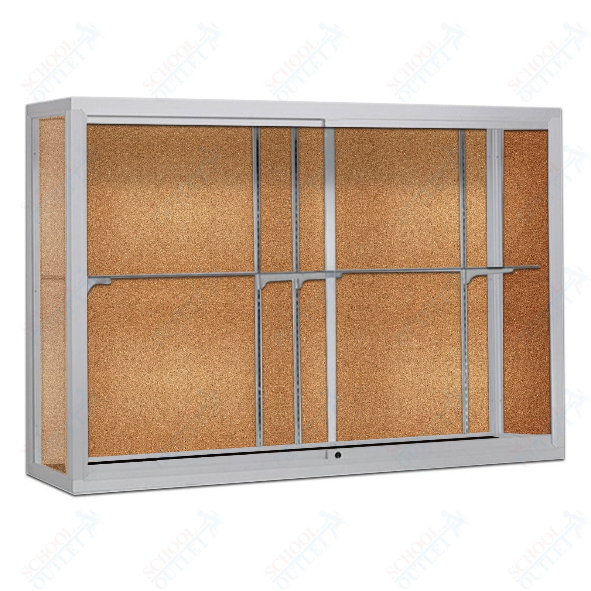 Waddell Champion 1200 Wall Case w/ Cork Back & Anodized Aluminum Frame - 120"W x 48"H x 16"D(Waddell WAD - 12410 - CK) - SchoolOutlet