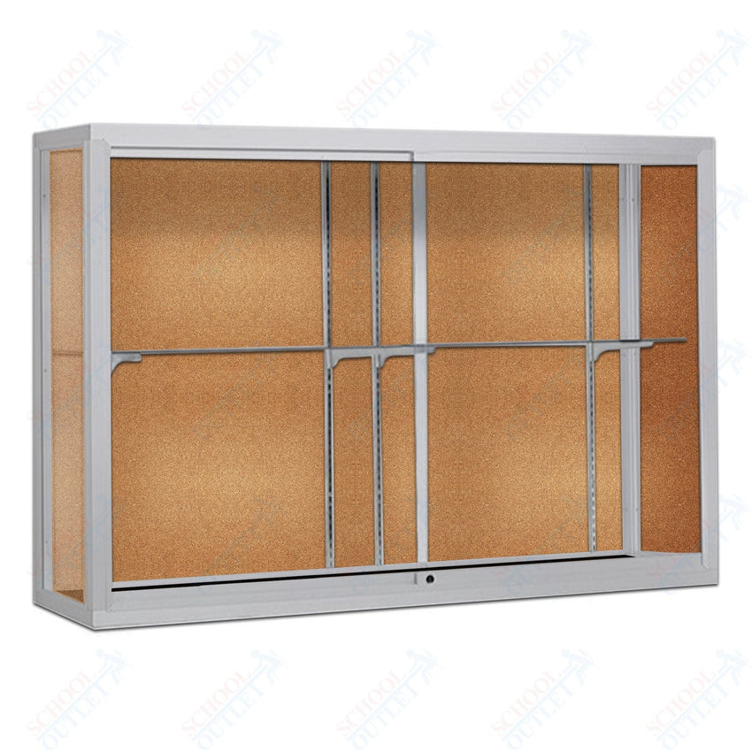 Waddell Champion 1200 Wall Case w/ Cork Back & Anodized Aluminum Frame - 120"W x 48"H x 16"D(Waddell WAD - 12410 - CK) - SchoolOutlet