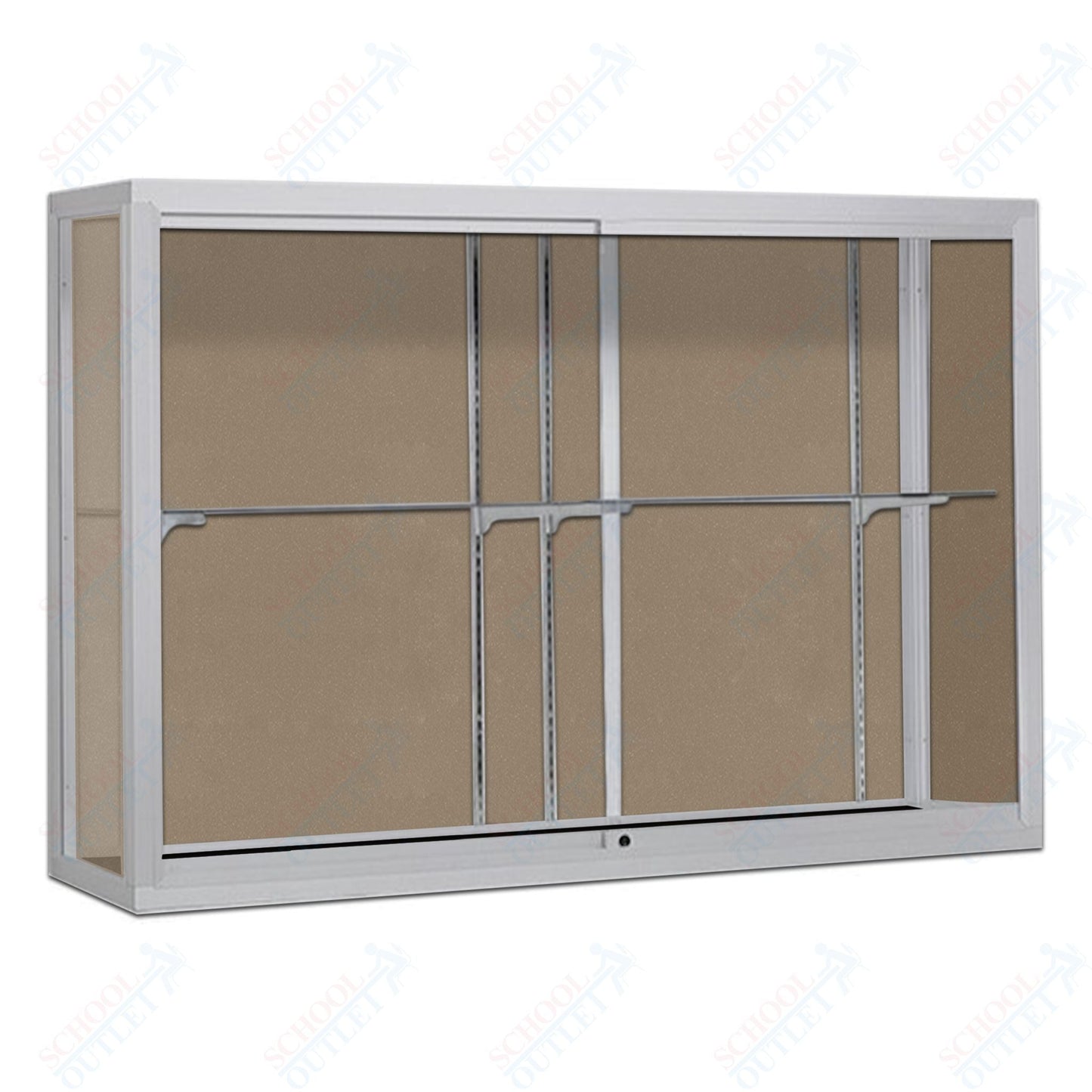 Waddell Champion 1200 Wall Case w/ Plaque Back & Anodized Aluminum Frame - 120"W x 48"H x 16"D(Waddell WAD - 12410 - PB) - SchoolOutlet