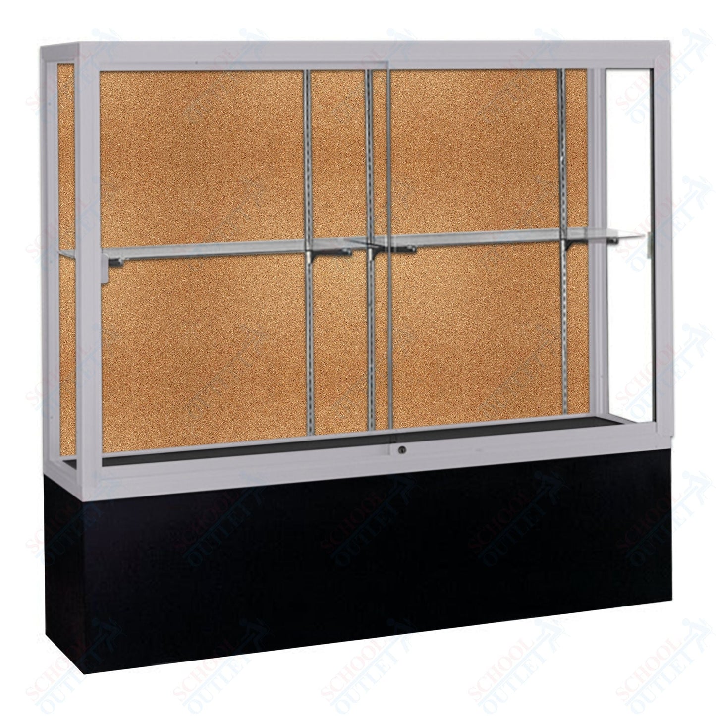 Waddell Challenger 1300 Floor Case w/ Cork Back & Black Laminate Base - 72"W x 66"H x 16"D(Waddell WAD - 13406 - CK) - SchoolOutlet