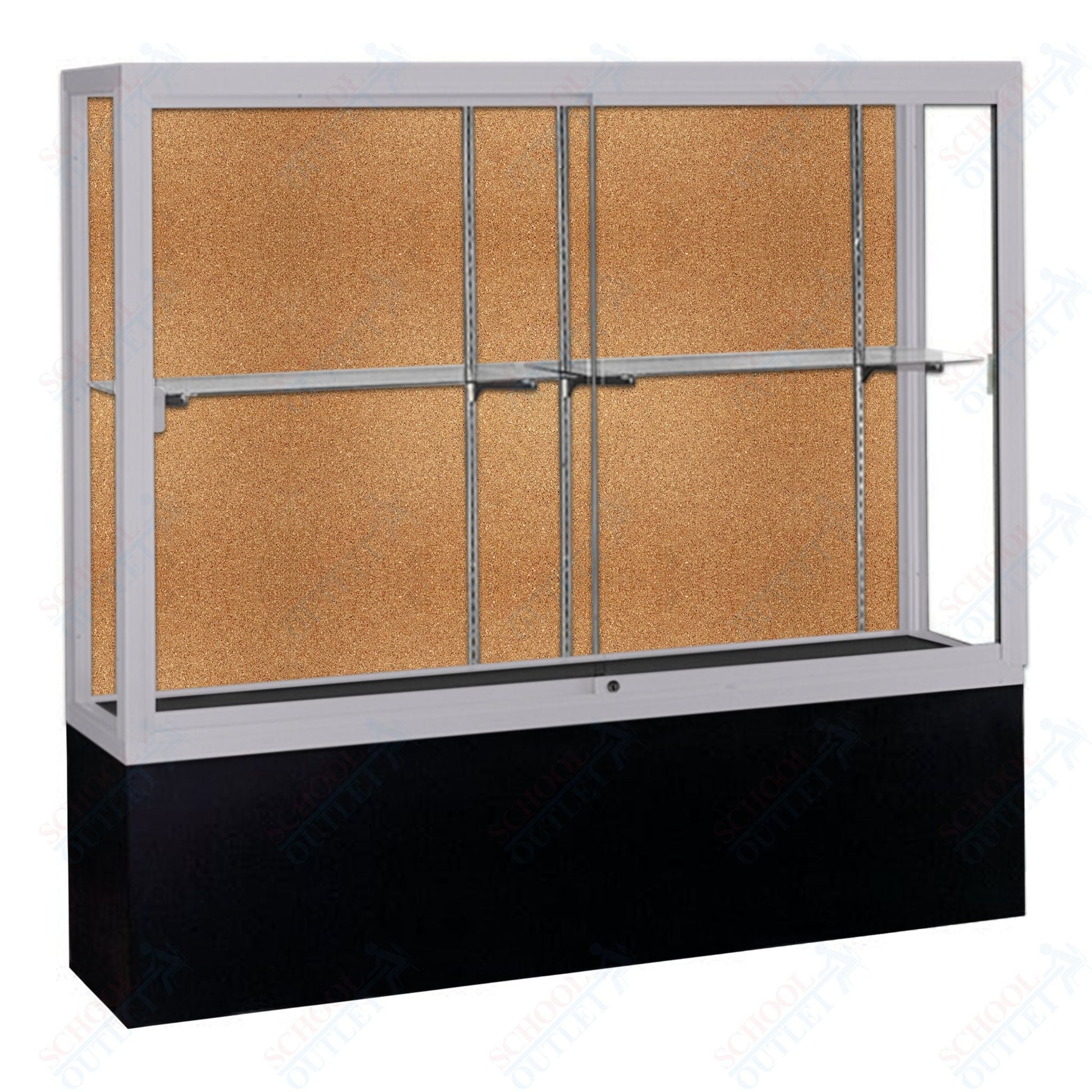 Waddell Challenger 1300 Floor Case w/ Cork Back & Black Laminate Base - 72"W x 66"H x 16"D(Waddell WAD - 13406 - CK) - SchoolOutlet