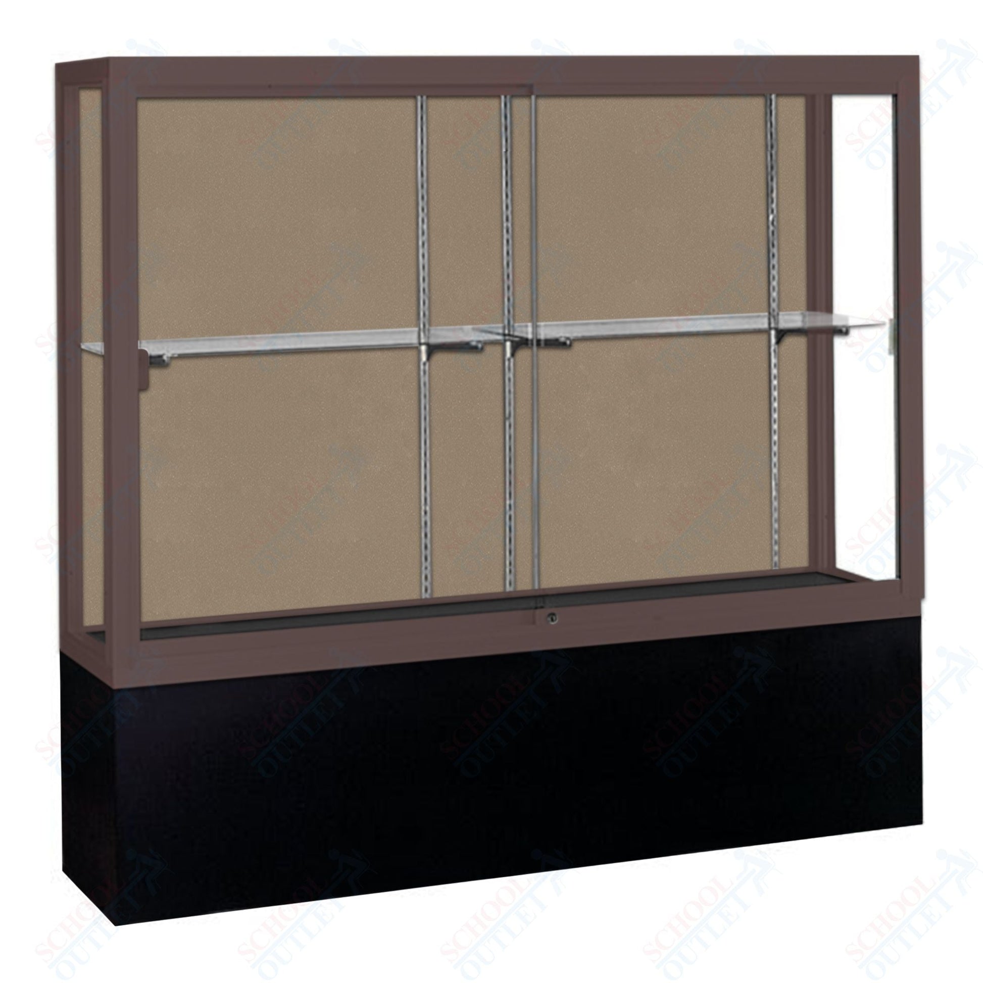Waddell Challenger 1300 Floor Case w/ Plaque Back & Black Laminate Base - 72"W x 66"H x 16"D(Waddell WAD - 13406 - PB) - SchoolOutlet