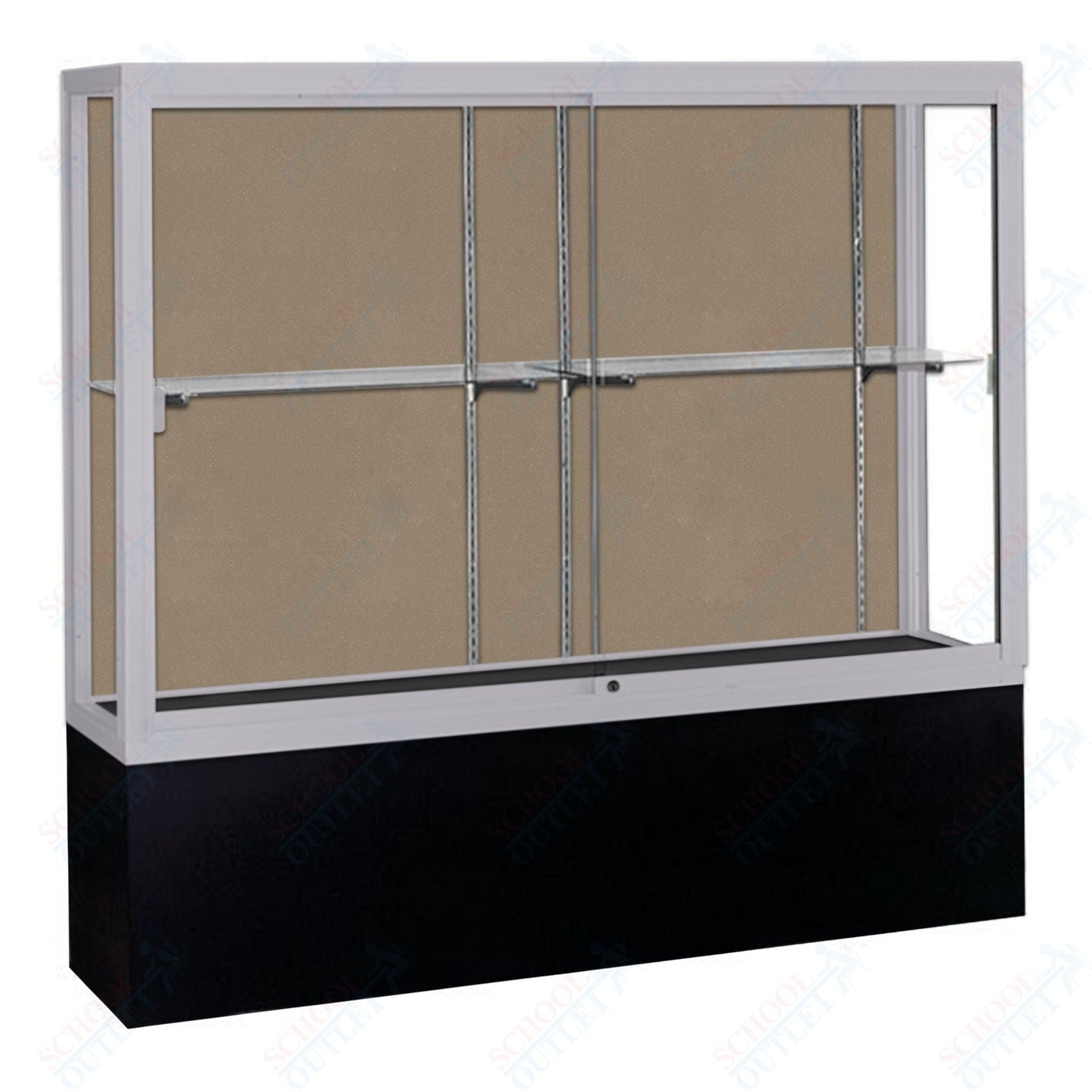 Waddell Challenger 1300 Floor Case w/ Plaque Back & Black Laminate Base - 72"W x 66"H x 16"D(Waddell WAD - 13406 - PB) - SchoolOutlet