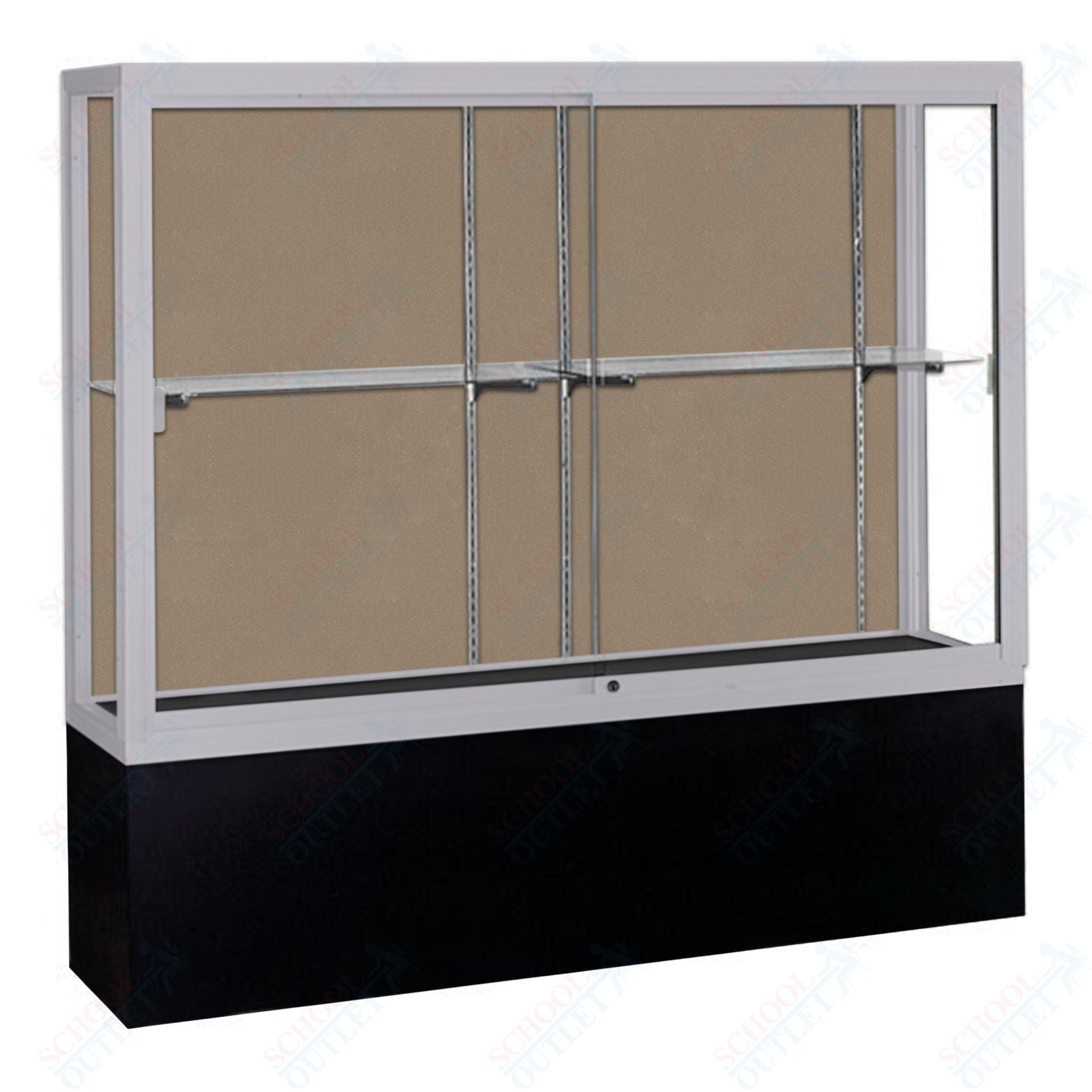 Waddell Challenger 1300 Floor Case w/ Plaque Back & Black Laminate Base - 72"W x 66"H x 16"D(Waddell WAD - 13406 - PB) - SchoolOutlet