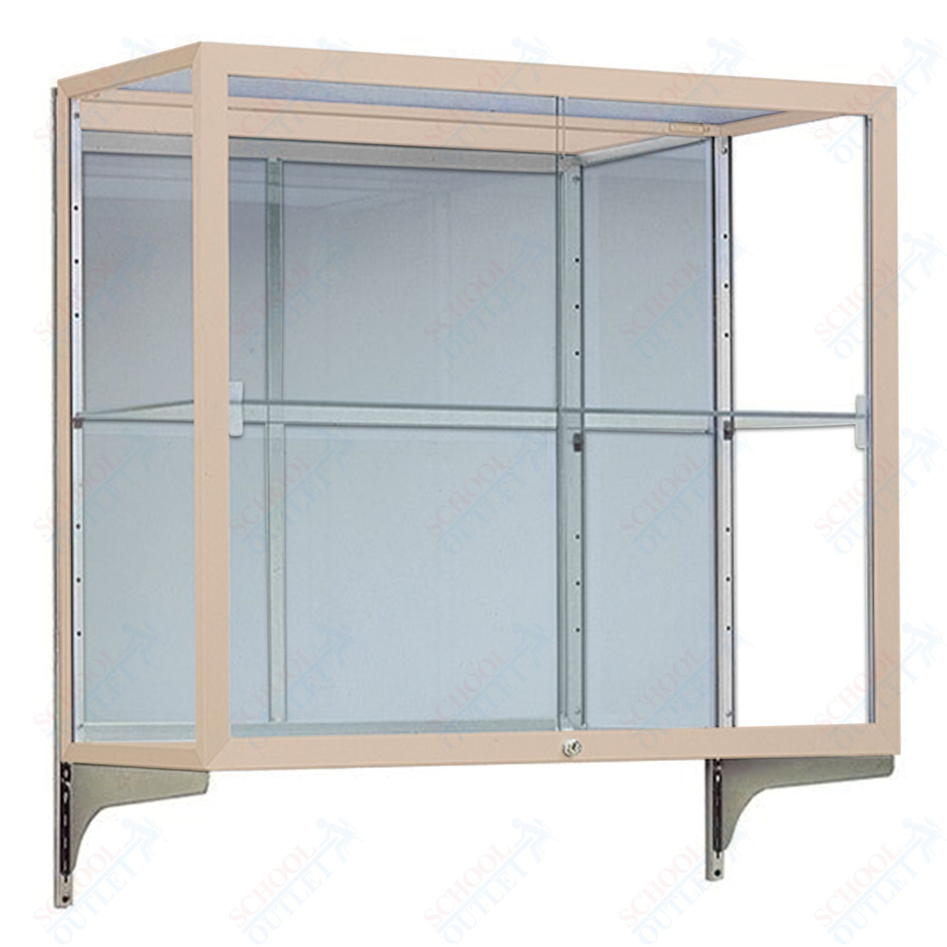 Waddell Champion 2282 Wall Case w/ Mirror Back & Anodized Aluminum Frame - 36"W x 30"H x 14"D(Waddell WAD - 2282MB) - SchoolOutlet