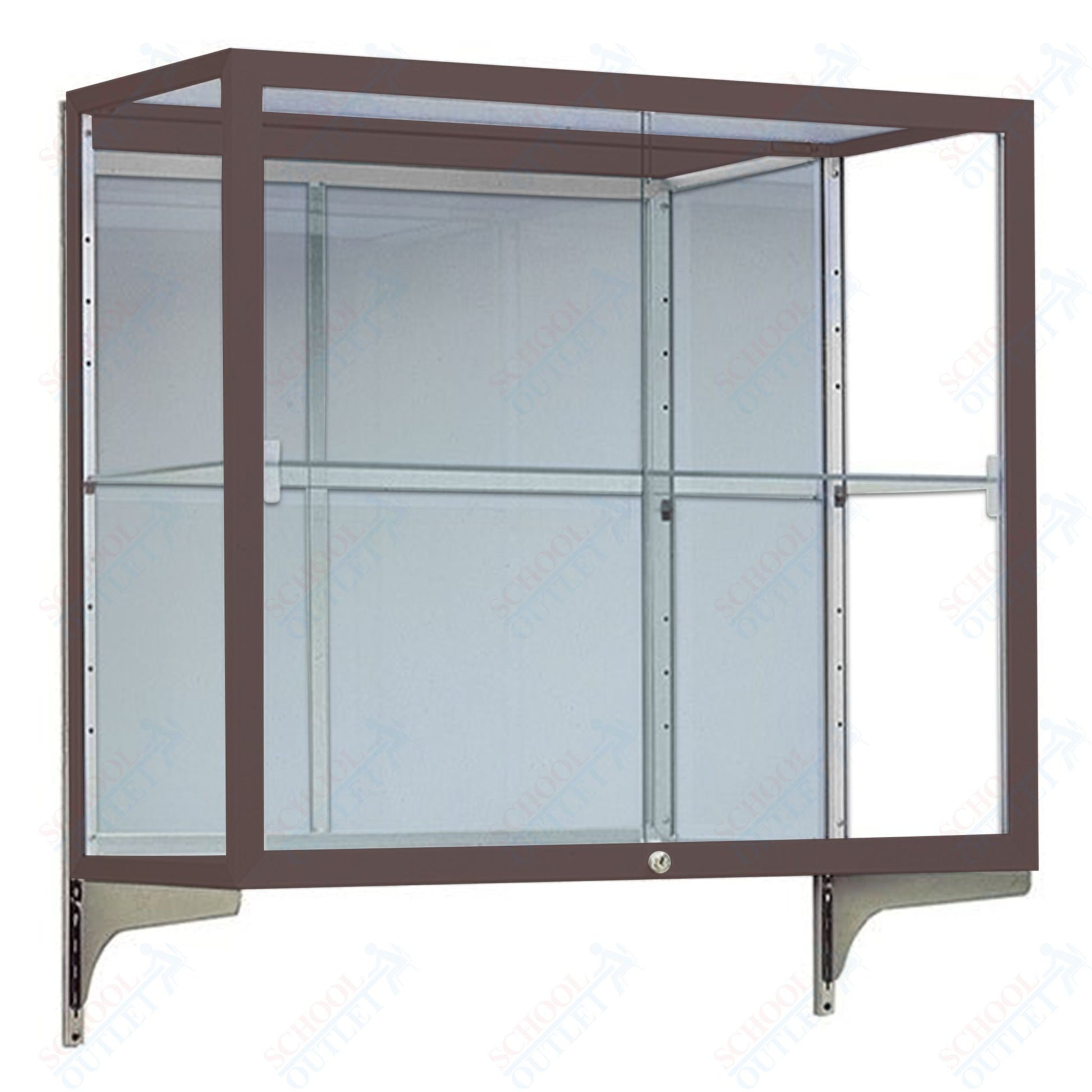 Waddell Champion 2282 Wall Case w/ Mirror Back & Anodized Aluminum Frame - 36"W x 30"H x 14"D(Waddell WAD - 2282MB) - SchoolOutlet