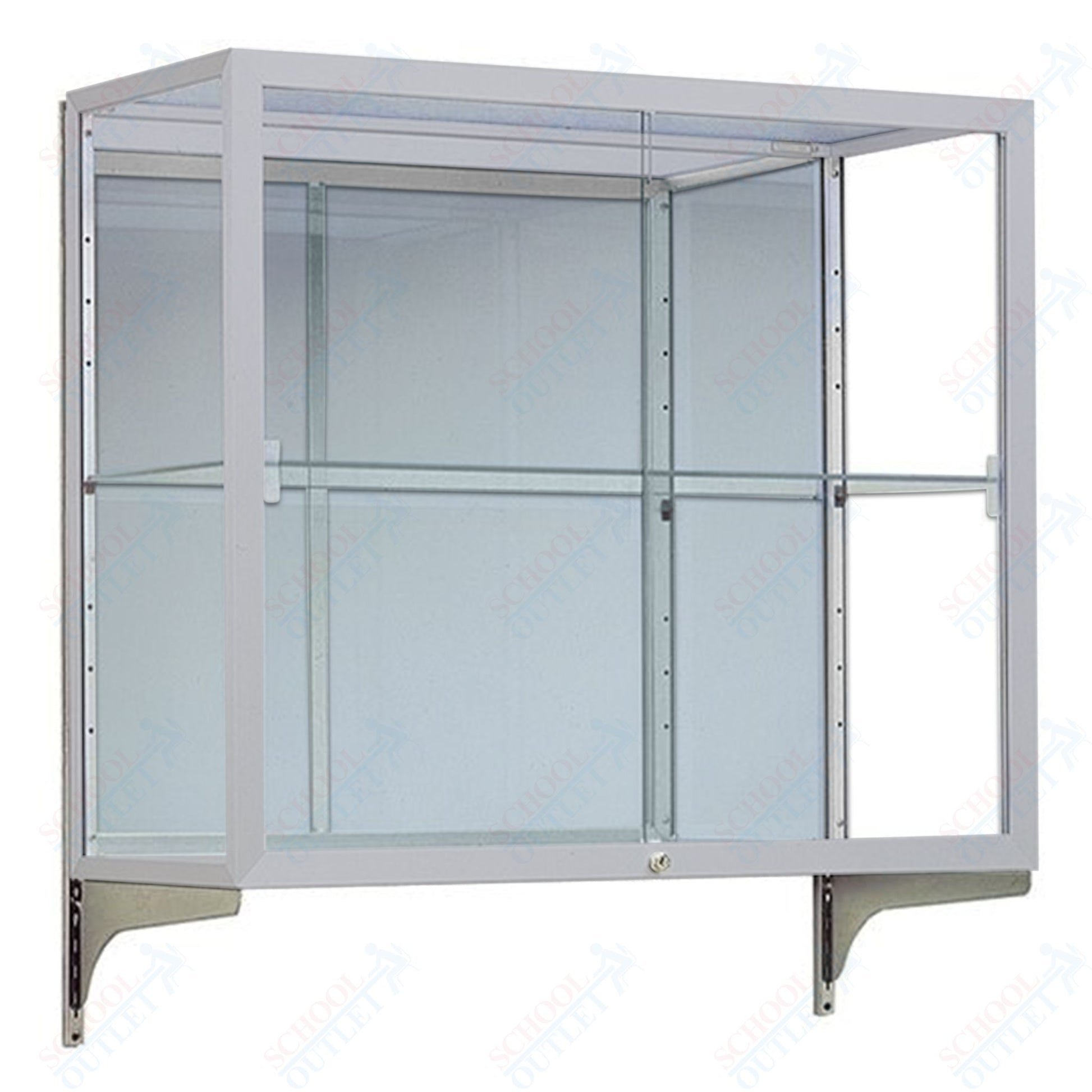 Waddell Champion 2282 Wall Case w/ Mirror Back & Anodized Aluminum Frame - 36"W x 30"H x 14"D(Waddell WAD - 2282MB) - SchoolOutlet
