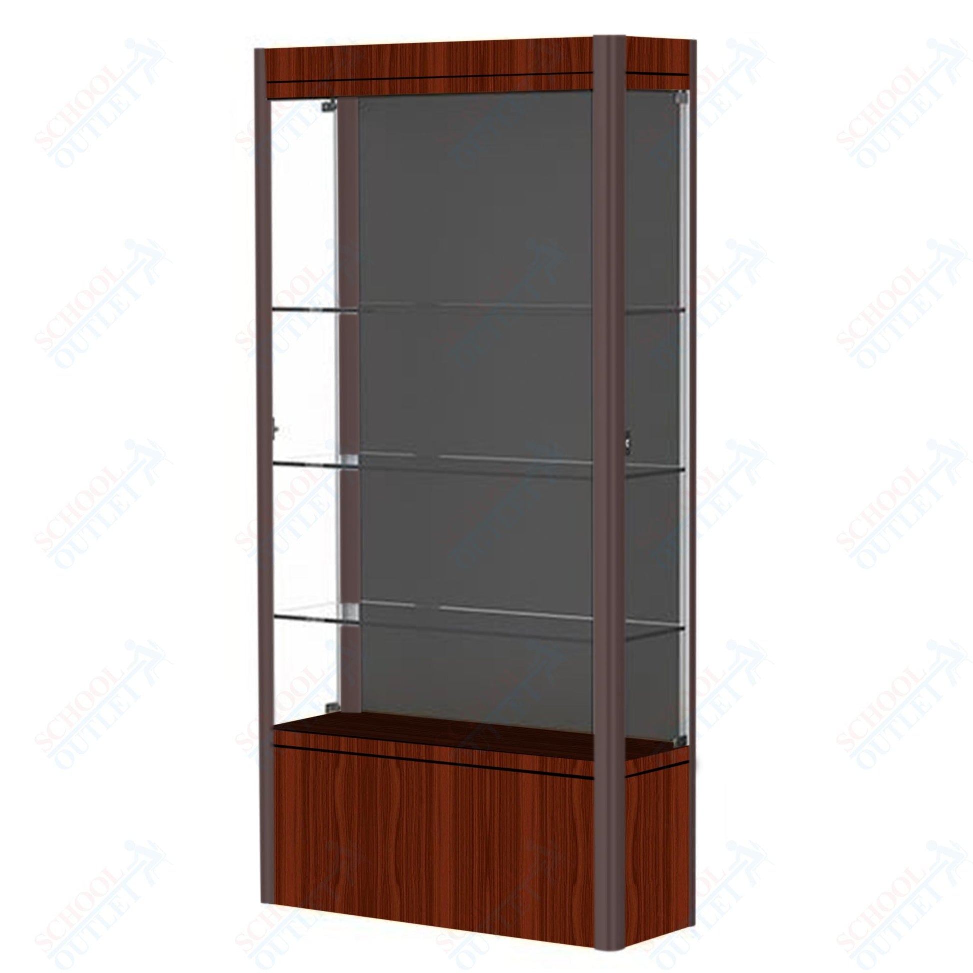 Waddell Contempo 601 Lighted Floor Case w/ Black Back & Cherry Base - 36"W x 72"H x 14"D(Waddell WAD - 601 - BB - CHY) - SchoolOutlet