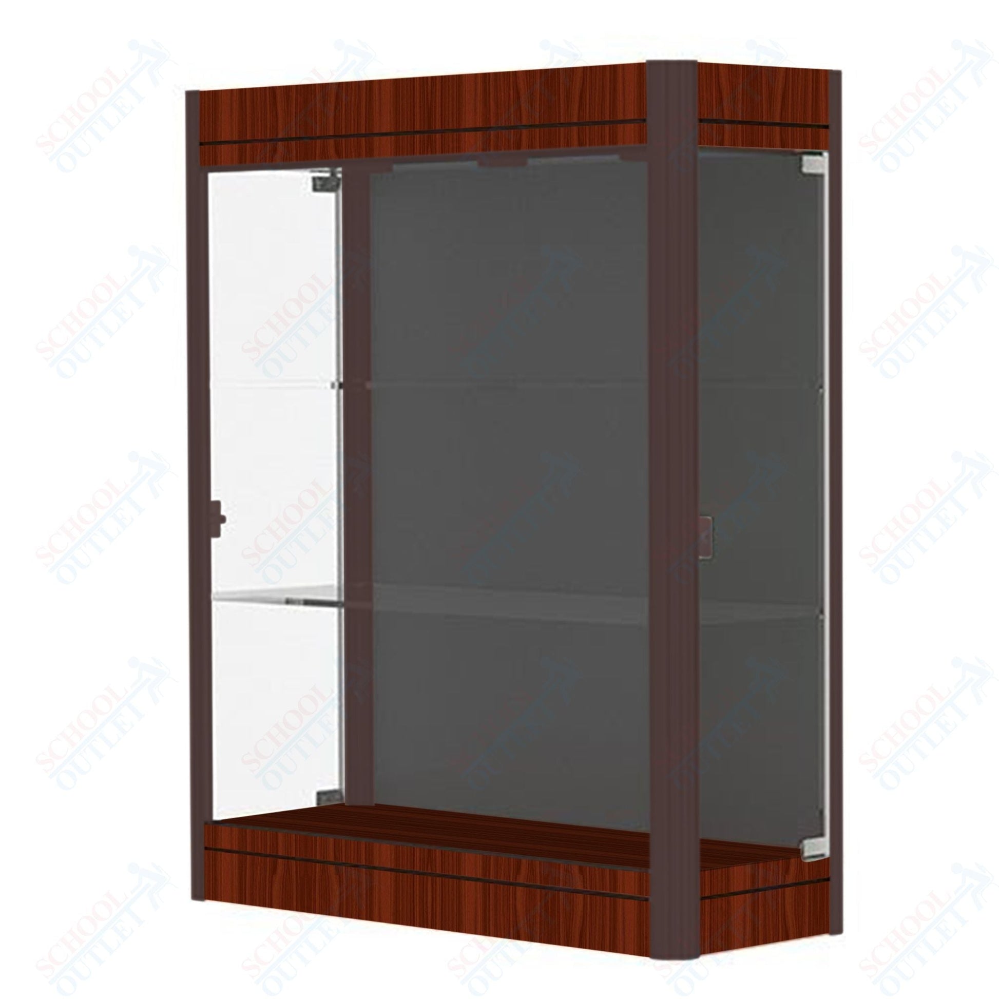 Waddell Contempo 603 Lighted Floor Case w/ Black Back & Cherry Base - 36"W x 44"H x 14"D(Waddell WAD - 603 - BB - CHY) - SchoolOutlet