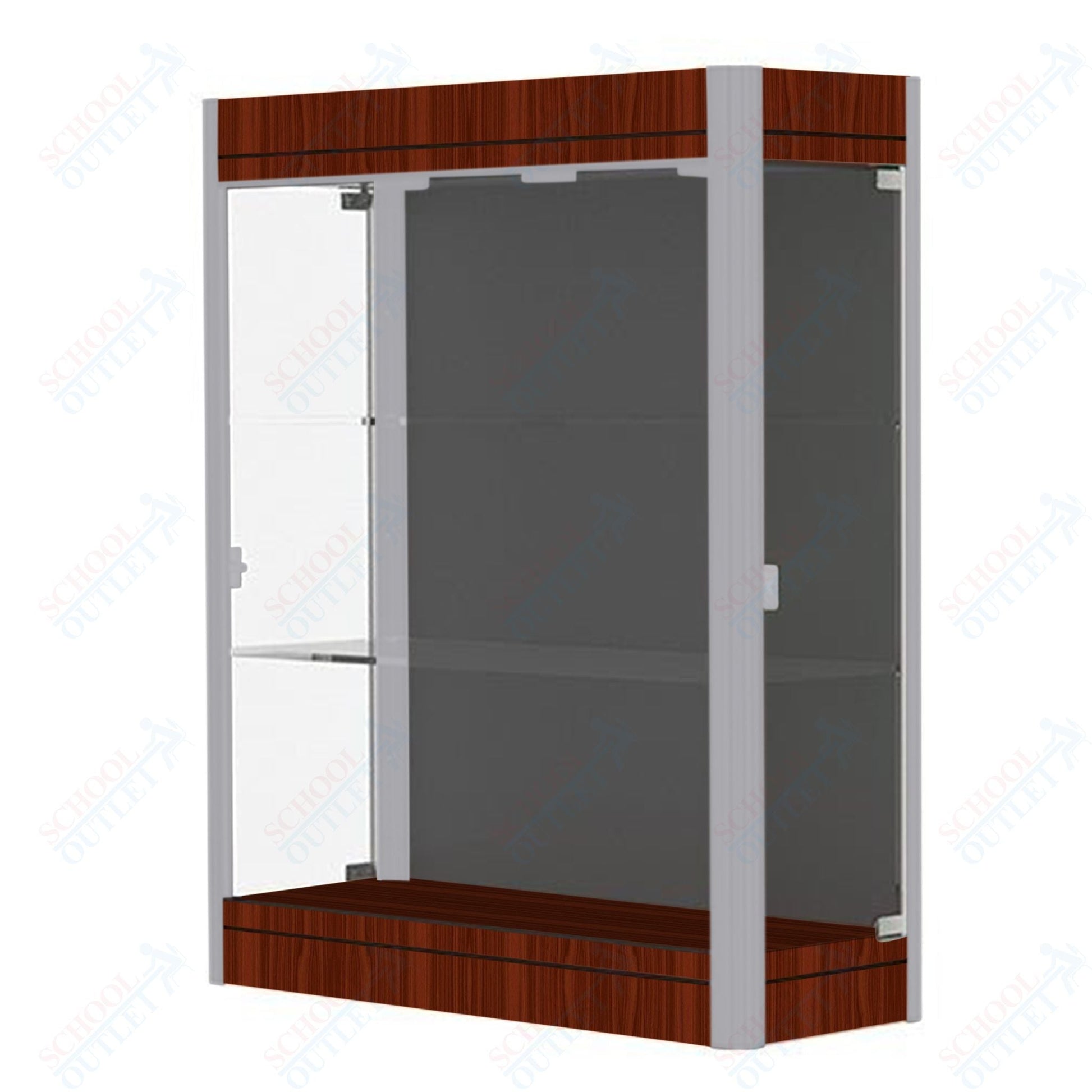 Waddell Contempo 603 Lighted Floor Case w/ Black Back & Cherry Base - 36"W x 44"H x 14"D(Waddell WAD - 603 - BB - CHY) - SchoolOutlet