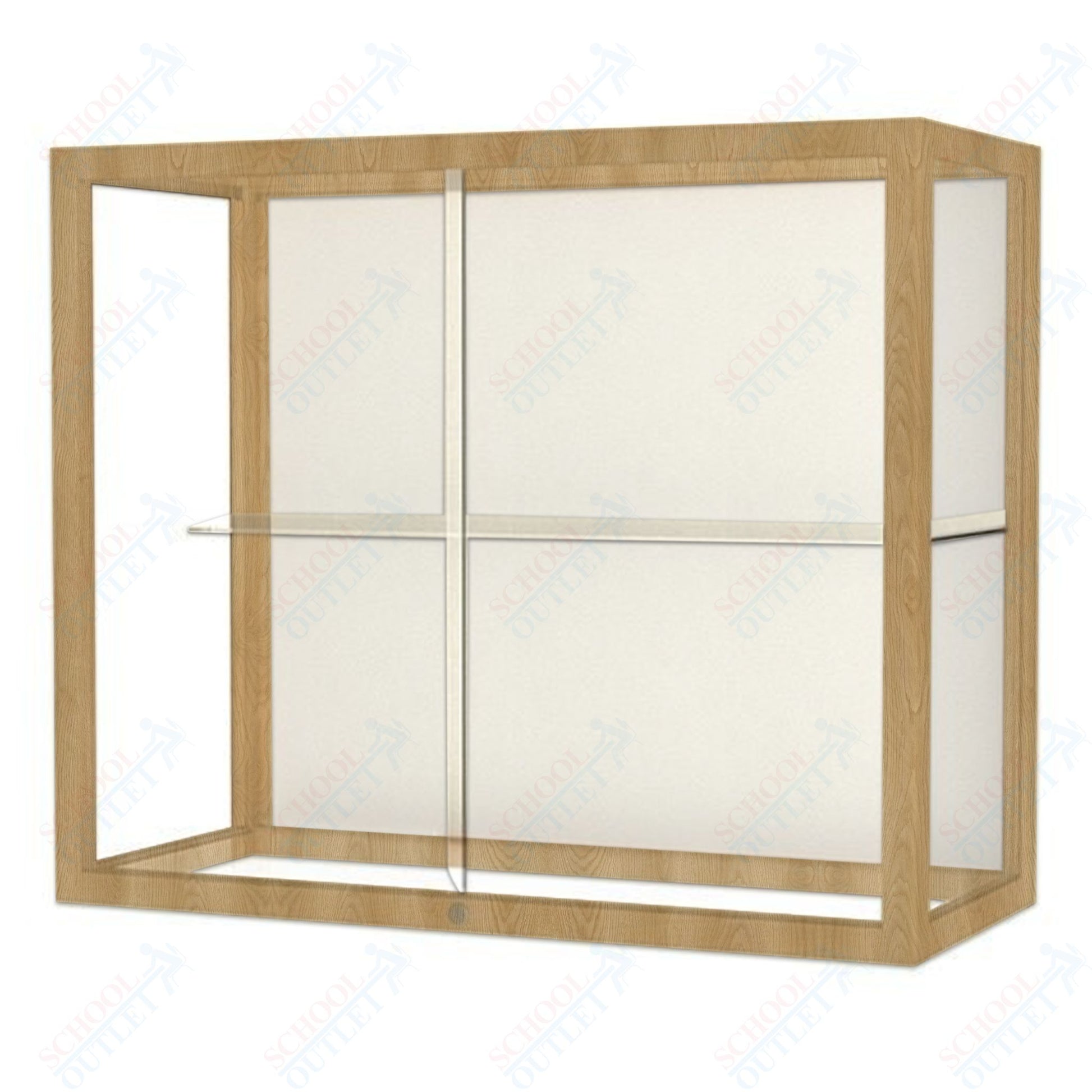 Waddell Heirloom 894 Wall or Top Case for Heritage Counter w/ White Back & Oak Finish Frame - 36"W x 30"H x 14"D(Waddell WAD - 894K - WB) - SchoolOutlet