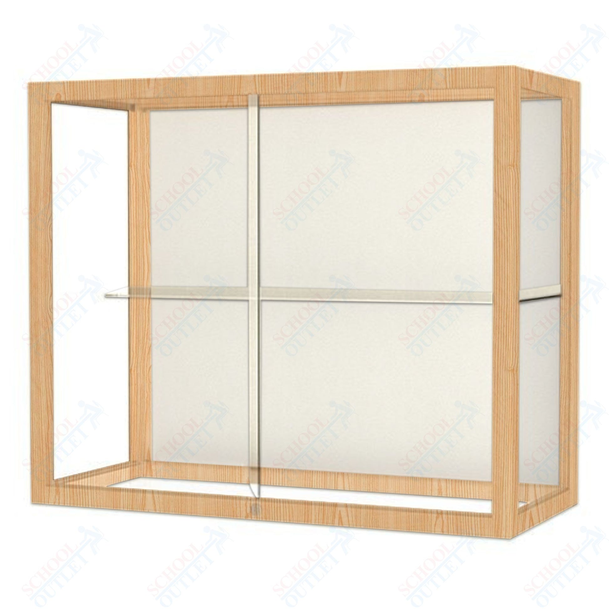 Waddell Heirloom 894 Wall or Top Case for Heritage Counter w/ White Back & Oak Finish Frame - 36"W x 30"H x 14"D(Waddell WAD - 894K - WB) - SchoolOutlet
