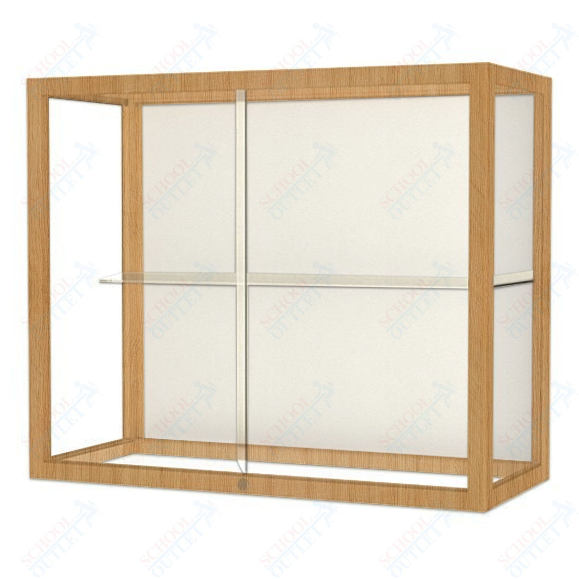 Waddell Heirloom 894 Wall or Top Case for Heritage Counter w/ White Back & Oak Finish Frame - 36"W x 30"H x 14"D(Waddell WAD - 894K - WB) - SchoolOutlet