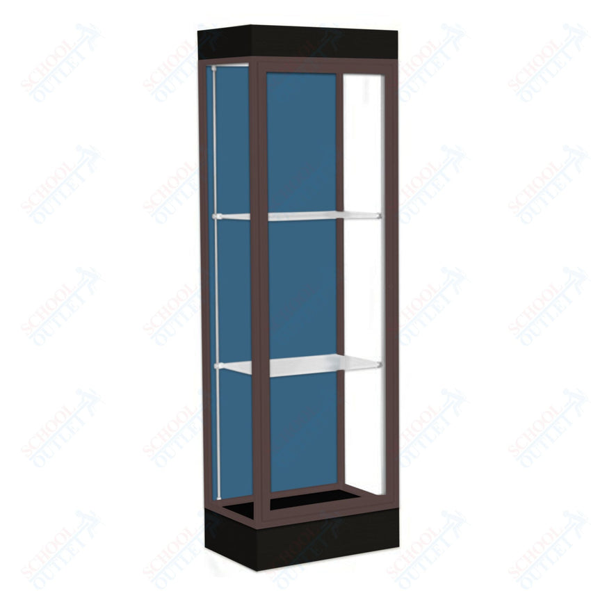 Waddell Edge 91 Lighted Floor Case w/ Blue Steel Back & Dark Bronze Frame - 24"W x 76"H x 20"D(Waddell WAD - 91LFBS - BZ) - SchoolOutlet