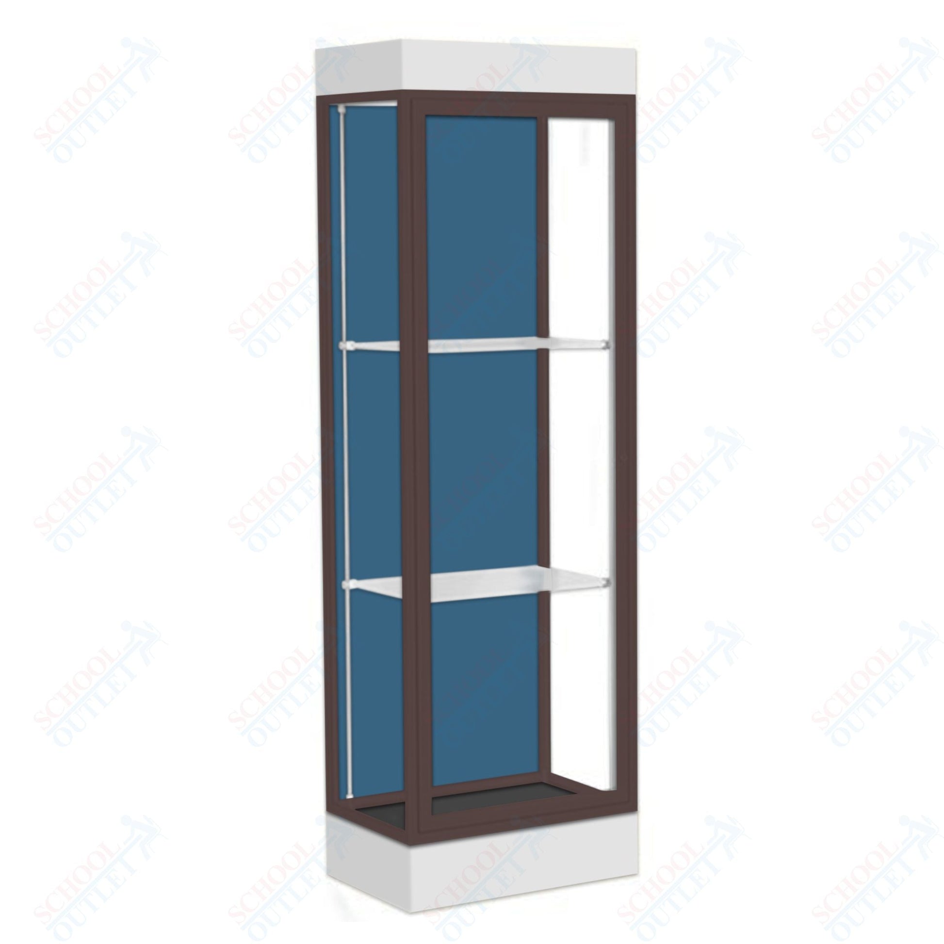 Waddell Edge 91 Lighted Floor Case w/ Blue Steel Back & Dark Bronze Frame - 24"W x 76"H x 20"D(Waddell WAD - 91LFBS - BZ) - SchoolOutlet