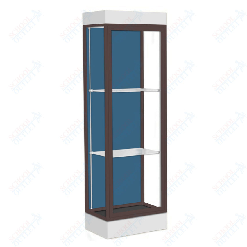 Waddell Edge 91 Lighted Floor Case w/ Blue Steel Back & Dark Bronze Frame - 24"W x 76"H x 20"D(Waddell WAD - 91LFBS - BZ) - SchoolOutlet