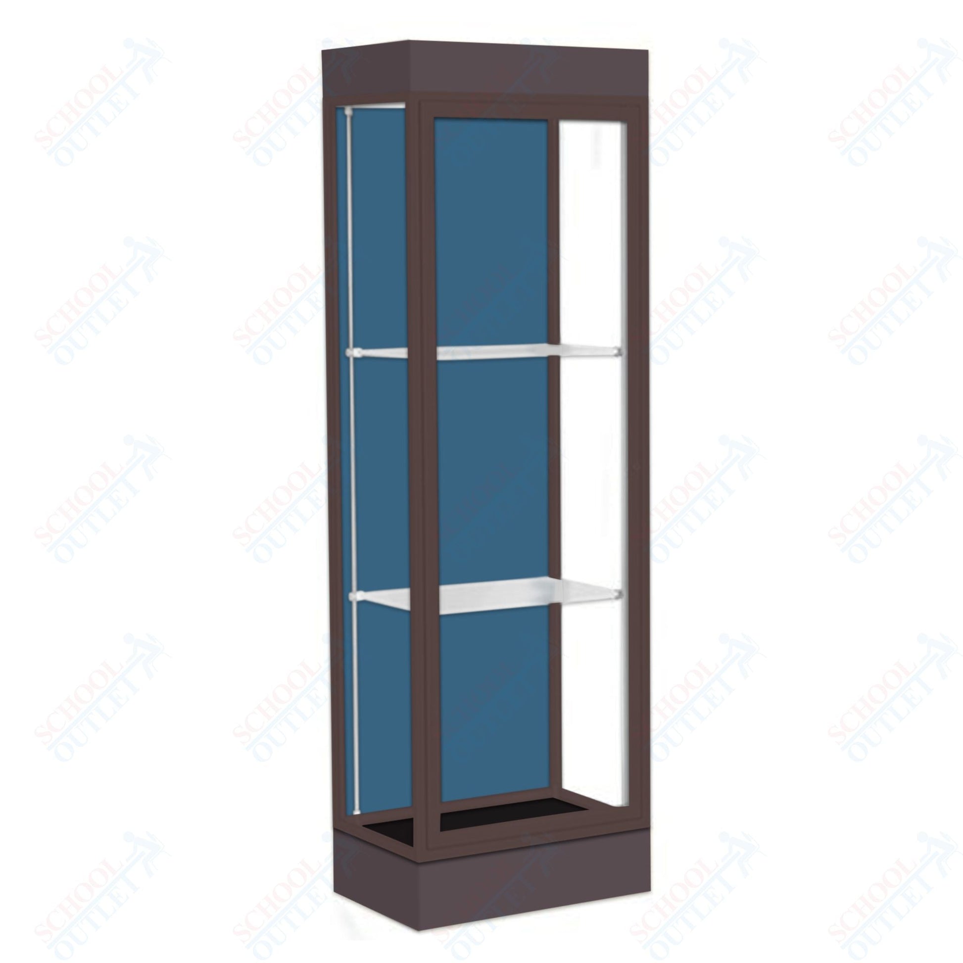 Waddell Edge 91 Lighted Floor Case w/ Blue Steel Back & Dark Bronze Frame - 24"W x 76"H x 20"D(Waddell WAD - 91LFBS - BZ) - SchoolOutlet