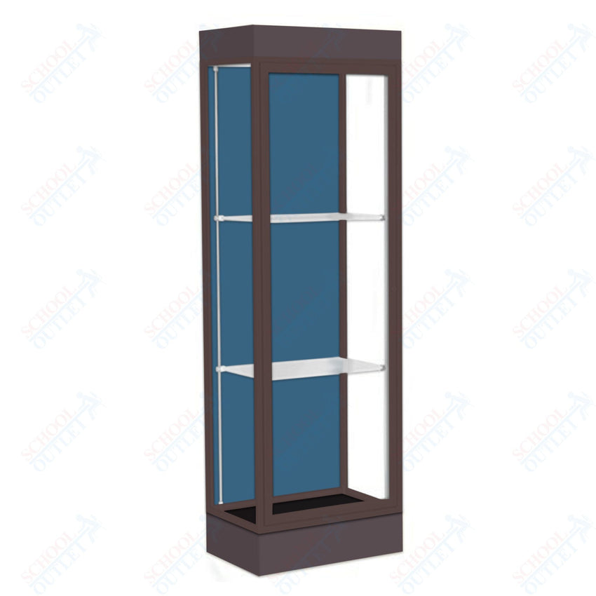 Waddell Edge 91 Lighted Floor Case w/ Blue Steel Back & Dark Bronze Frame - 24"W x 76"H x 20"D(Waddell WAD - 91LFBS - BZ) - SchoolOutlet