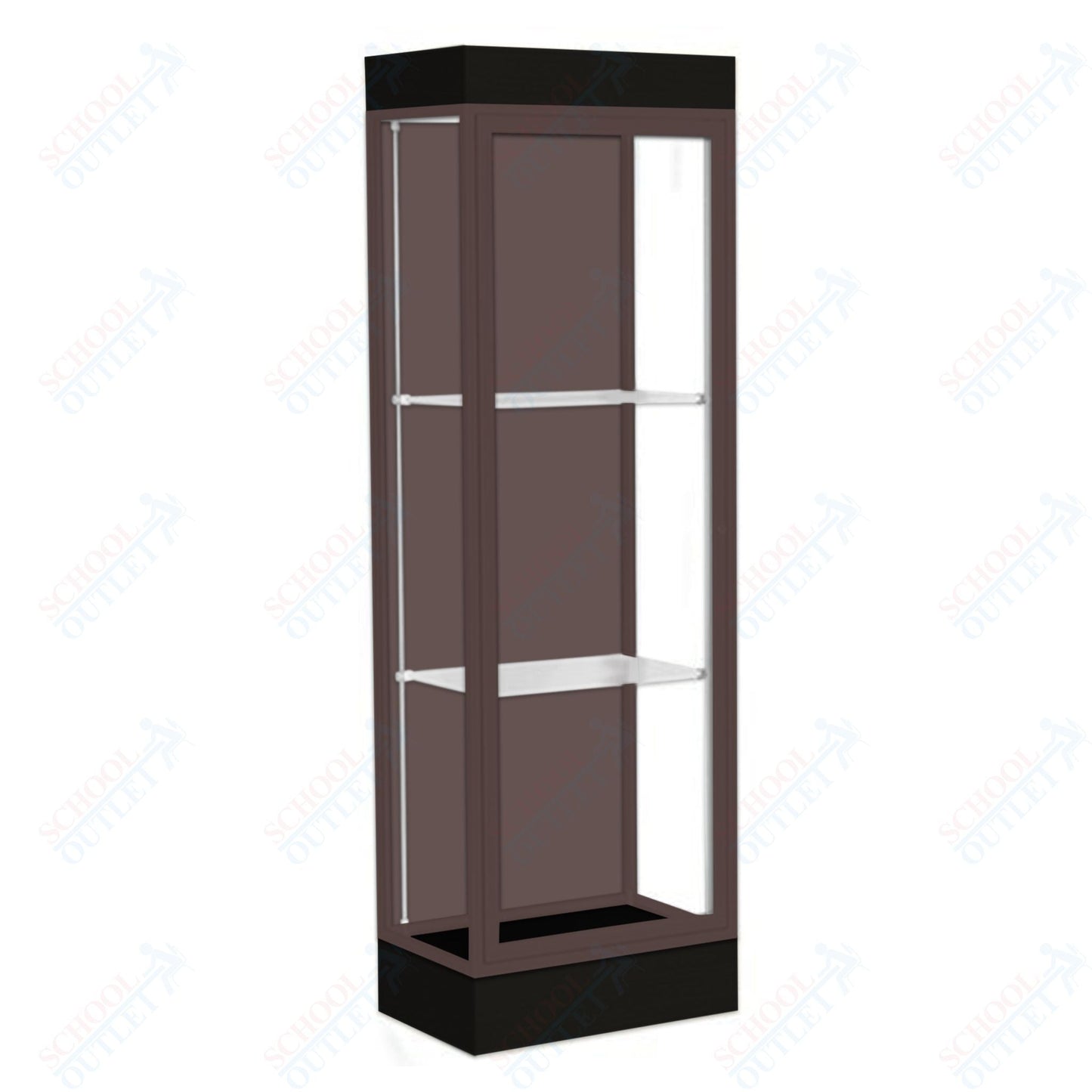 Waddell Edge 91 Lighted Floor Case w/ Chocolate Back & Dark Bronze Frame - 24"W x 76"H x 20"D(Waddell WAD - 91LFCO - BZ) - SchoolOutlet