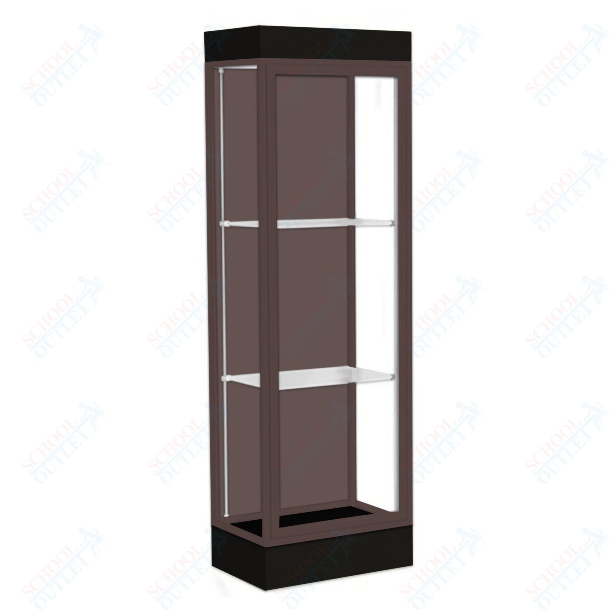 Waddell Edge 91 Lighted Floor Case w/ Chocolate Back & Dark Bronze Frame - 24"W x 76"H x 20"D(Waddell WAD - 91LFCO - BZ) - SchoolOutlet