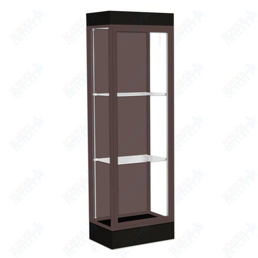 Waddell Edge 91 Lighted Floor Case w/ Chocolate Back & Dark Bronze Frame - 24"W x 76"H x 20"D(Waddell WAD - 91LFCO - BZ) - SchoolOutlet