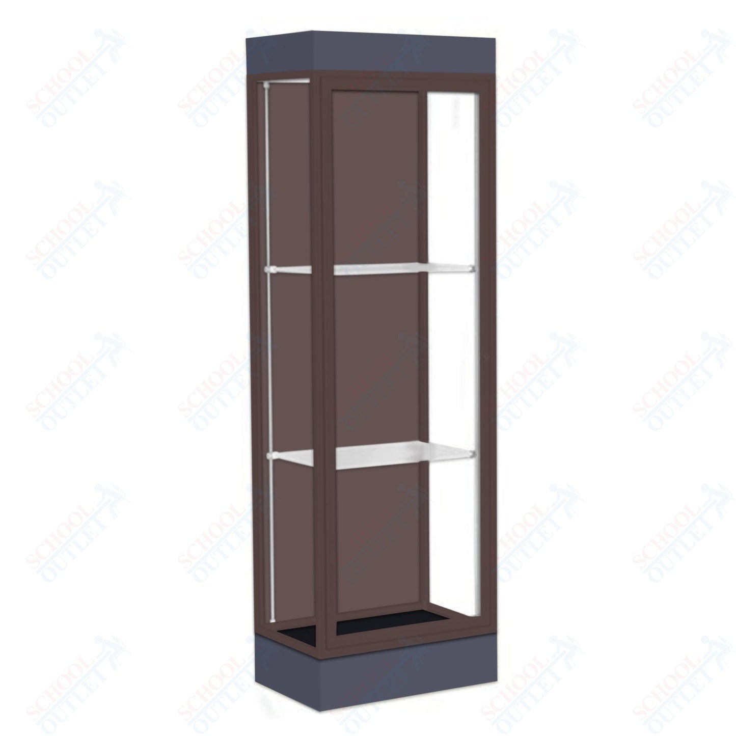 Waddell Edge 91 Lighted Floor Case w/ Chocolate Back & Dark Bronze Frame - 24"W x 76"H x 20"D(Waddell WAD - 91LFCO - BZ) - SchoolOutlet